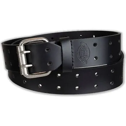 Dickies Men's Perforated Double Prong Buckle Leather Belt