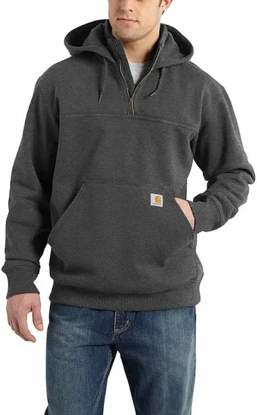 Carhartt Rain Defender Paxton Heavyweight Hooded Zip Mock Sweatshirt (Carbon Heather) S