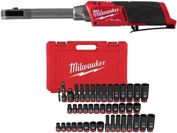 M12 FUEL INSIDER 12V Lithium-Ion Brushless Cordless 1/4in.-3/8in. Extended Reach Box Ratchet w/6 Point Impact Socket Set