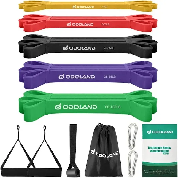 Odoland 5 Packs Pull Up Assist Bands, Pull Up Straps, Resistance Bands with D...