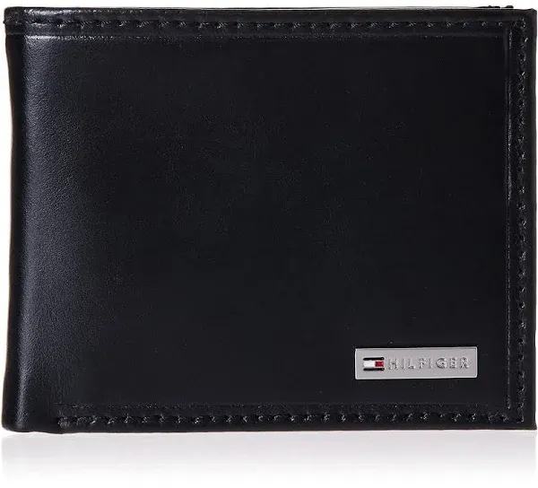 New Tommy Hifiger Men&#039;s Leather Passcase Wallet Black Color - Quantity 1