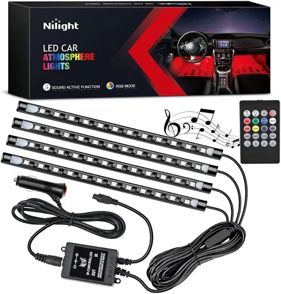 Nilight 48 LEDs USB Interior Light Strip Light Under Dash Lighting Kit