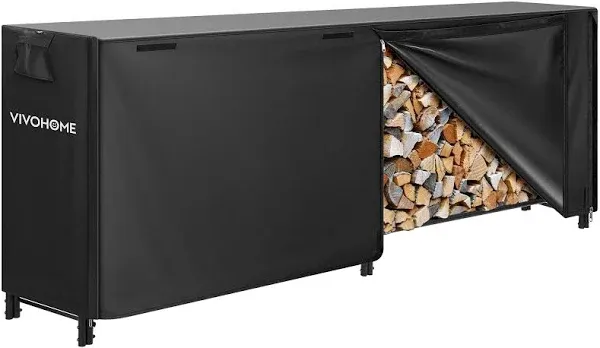 4Ft Heavy Duty Indoor Outdoor Firewood Storage Log Rack and Cover Combo Set with