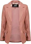 Jild Classic 2-Button Lambskin Leather Blazer Women - Casual Coat Long Sleeves Suit Style Leather Jacket Women