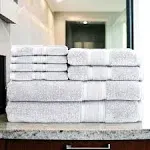  8 Piece Bathroom Towel Set - 100% Turkish Cotton, Premium Quality - Light Grey