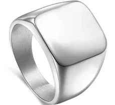 Stainless Steel Square Signet Ring for Men