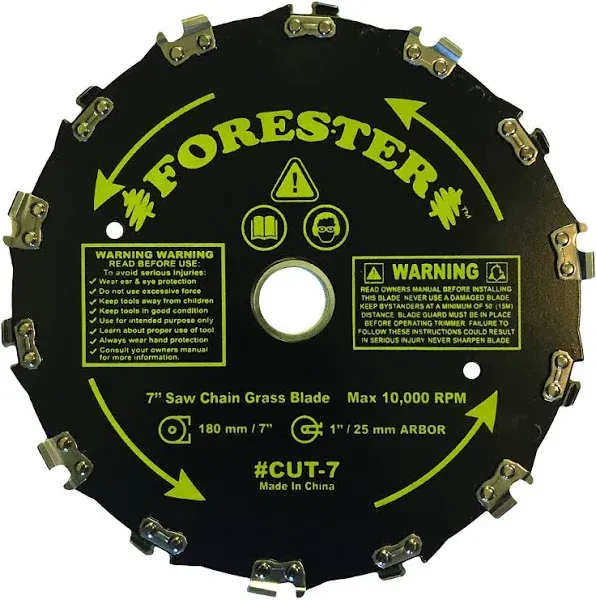 Forester 7&#034; Saw Chain Grass Blade -Fits Most Gas &amp; Electric Trimmers- #CUT-7