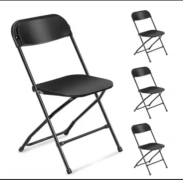 Vingli Plastic Folding Chair Indoor Outdoor Portable Stackable Commercial Seat with Steel Frame 350lb. Capacity for Events Office