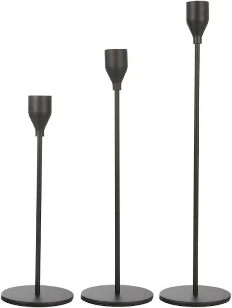 Anndason Set of 3 Black Candlestick Holders Black Candle Holder Taper Candle Holders Candle Holders Decorative Candlestick Holder for Home Decor, Wedding, Dinning, Party, Anniversary (Black)