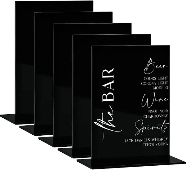 JINMURY 5 Pack Black Half Arch Acrylic Sign with Stand 8x10 Inch Half Arch Acrylic Blank Sign and Base