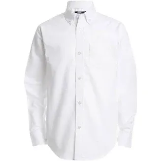 IZOD Boys&#x27; Long Sleeve Solid Button-Down Collared Oxford Shirt with Chest Pocket