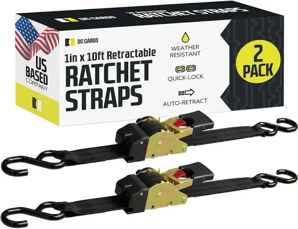 4 Pack Auto Retractable Ratchet Straps Each 1&#034; X 6&#039; Strap Boasts A 1600lbs Break