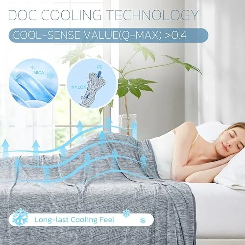 Degrees of Comfort Cooling Blanket - Q-Max >0.4 Double Sided Summer Cold Blanket for Hot Sleepers & Night Sweats, Breathable Cooling Blanket Keep Cool for Adults Kids 60"x90",Grey