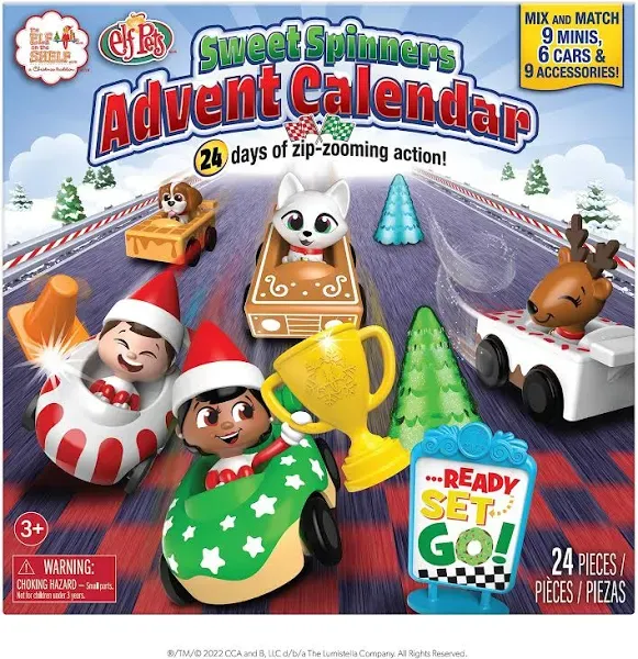 2022 Elf On The Shelf Sweet Spinners Advent Calendar 24 Days Zip Zooming Action