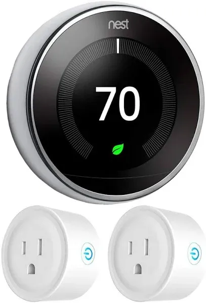 Google Nest Learning Smart Thermostat Gen 3 Polished Steel T3019US + Home Wall Mount Kit