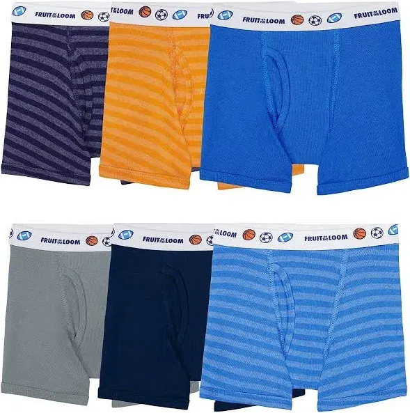 Fruit of the Loom Boys' 6-Pack Cotton Boxer Briefs