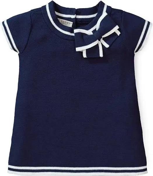 Hope & Henry Girls' Milano Tipped Short Sleeve Sweater