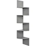 Greenco Corner Wall Shelf, 5 Tier Floating Shelves for Bedrooms and Grey 