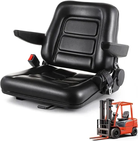 Sedeke Universal Forklift Seat,Fold Down Tractor Seat with Adjustable Angle Back Armrest, Armrest And Safety Belt,for Tractor