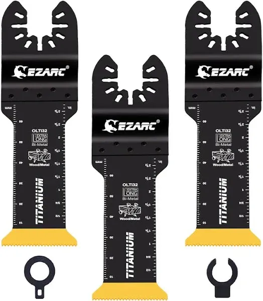 EZARC Tools 801111 1-1/4 in. Extra Long Titanium Oscillating Blade for Wood/Metal /Hard Material,OLTi32M, 3 Pcs