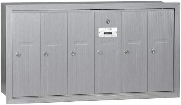 Salsbury Industries 3506ARU Vertical Mailbox - 6 Doors - Aluminum - Recessed Mounted - USPS Access