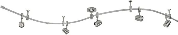 Catalina Lighting 96" Track Ceiling Light, Brushed Nickel, Transitional 5-Light LED Flex Track, Bulb Included, for Kitchen, Living Room, Home