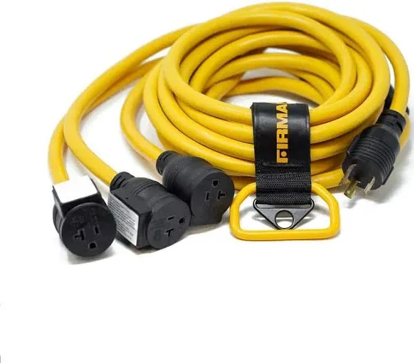 Firman Generator Power Cord L5-30P to 3x5-20R 25ft Extension 10 AWG and Storage Strap (1105)