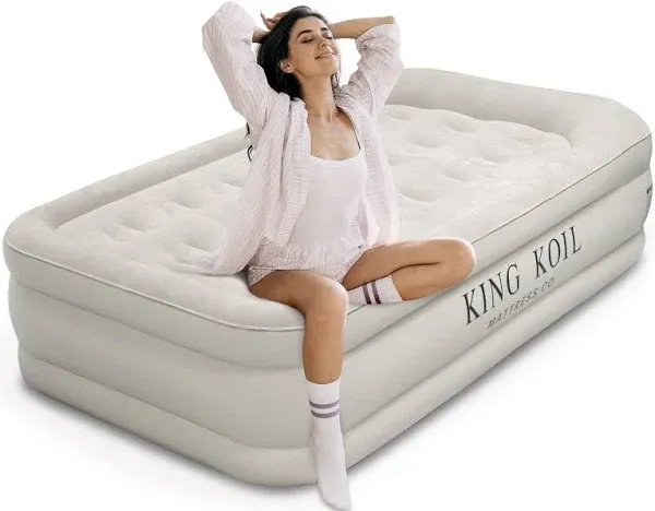 King Koil Luxury California King Air Mattress with Builtin Pump for Home Ca