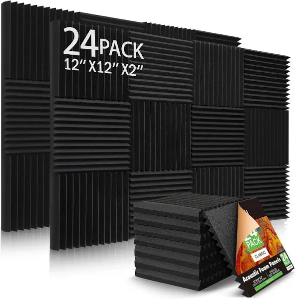 24 Pack Acoustic Panels, 1&#034; X 12&#034; X 12&#034; Acoustic Foam Panels, Sound Proof Foa...