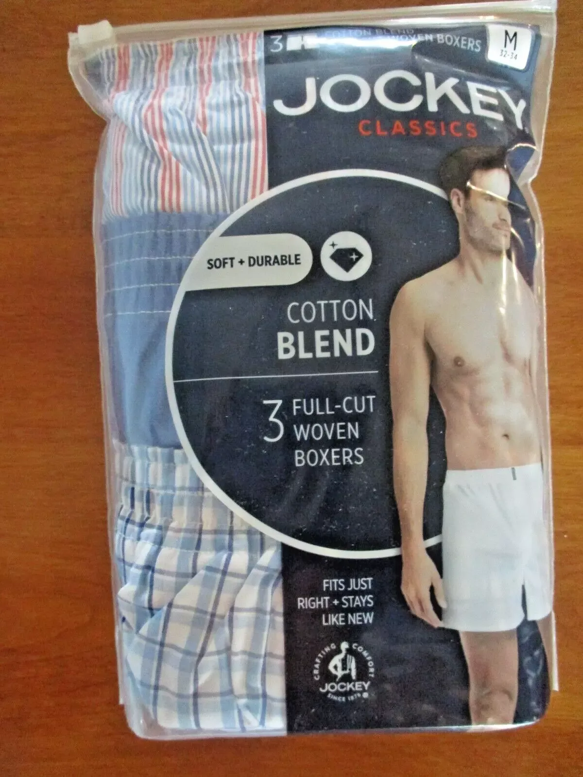 3 PAIR MENS JOCKEY FULL CUT CLASSIC BOXERS size Medium UNDERWEAR  $29.50