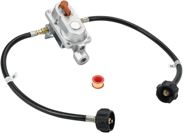 Flame King 2-Stage Auto Changeover LP Propane Gas Regulator with Two 18 Inch Pigtails for RVs, Vans, Trailers