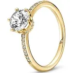 Clear Sparkling Crown Solitaire Ring - Size 50 / US 5