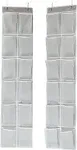 24 Pockets 2PK 12 Large Pockets Over Door Hanging Shoe Organizer, Grey