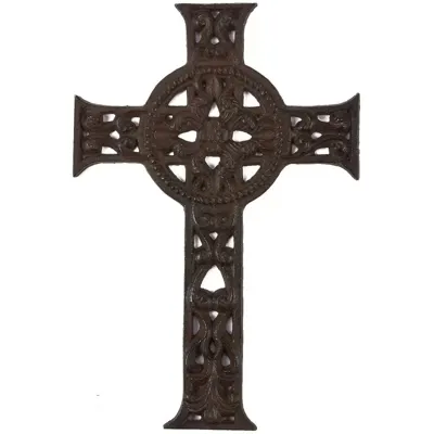 Juvale Wrought Iron Cross Decoration - Rustic Celtic Cross, Metal Cross for Christian and Religious Art Lovers, Dark Bronze