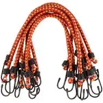 Bungee Cords - 10-Pack Rubber Cordage with Heavy-Duty Vinyl-Coated Hooks