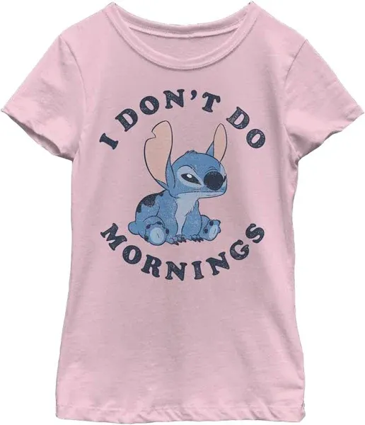 Disney Girl's Lilo Stitch Mornings Solid Crew Tee