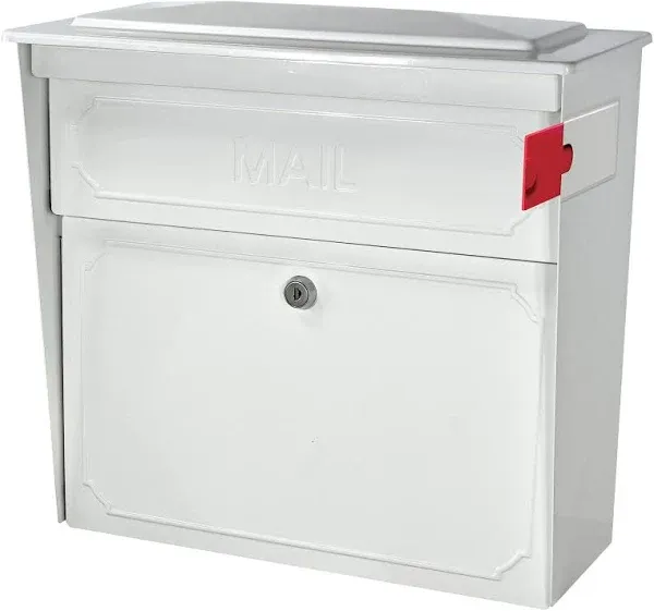 White Wall Mount Galvanized Mailbox With High Security Patented Locking System