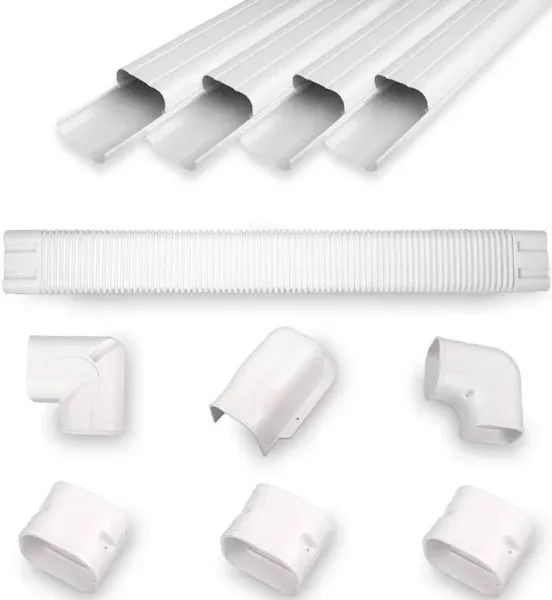 4&#034; 16.5Ft PVC Decorative Line Set Cover Kit for Ductless Mini Split Air.