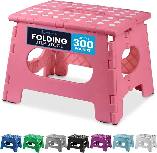 Handy Laundry Folding Lightweight Step Stool Is Sturdy Enough to Support Adults And Safe Enough For Kids. Opens Easy with One Flip. Great