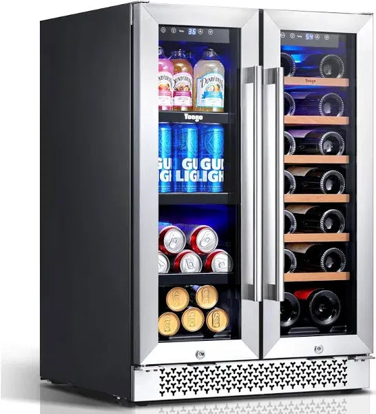 24 in. 20-Bottles Wine and 60-Cans Beverage Cooler