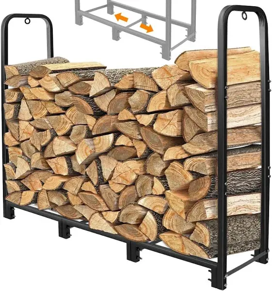 4ft Firewood Log Rack Logs Storage Stand Steel Tubular Wood Pile Rack