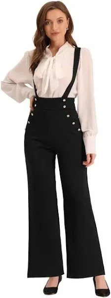 Casual Office Adjustable Strap Wide Leg Suspenders Pants Jumpsuits