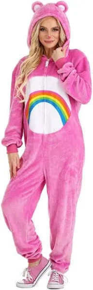 Ladies Cosy Care Bear Costume - Soft Fleece Jumpsuit