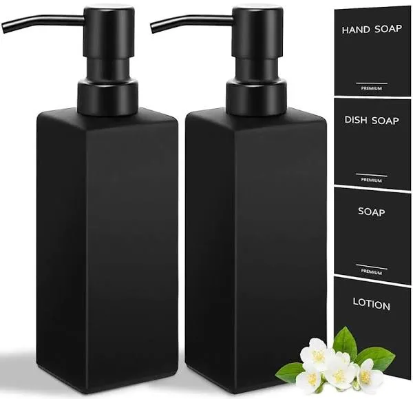 GMISUN Black Soap Dispenser, Hand Soap Dispenser Bathroom, 12Oz Glass Soap Dispe