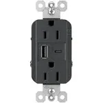 radiant® 15A Tamper-Resistant Ultra-Fast USB Type A/C Outlet, Black