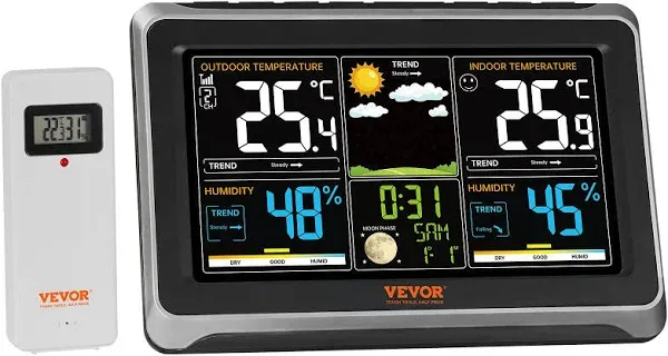 VEVOR 7.5 in. Weather Station Indoor Outdoor