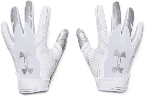 Under Armour Youth F8 Football Gloves, Medium, White/Silver