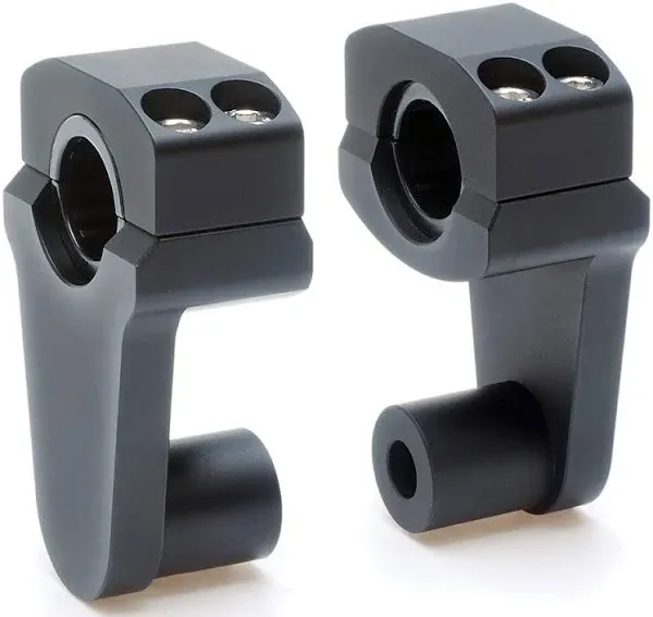 Pivoting Handlebar Clamp Risers - APE Racing Universal Motorcycle 2" Raise Clamps For 7/8" or 1 1/8" Handlebars Mount To 7/8" Stem Clamp (Black, 7/8")