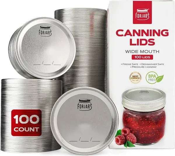 Forjars 100 Regular Mouth + 100 Wide Mouth Canning Lids