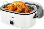 26 Quart Electric Roaster Oven with Visible & Self-Basting Lid, Large Turkey Roaster with Defrost Warm Function, Adjustable Temperature, Removable